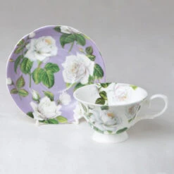 White Rose, Lavender Cup & Saucer