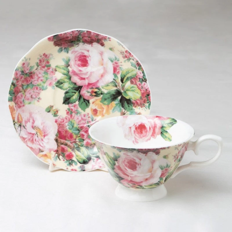 Victorian Vintage Rose Cup & Saucer 3 Victorian Vintage Rose Cup & Saucer