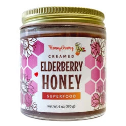 HoneyGramz Elderberry Creamed Honey 6oz Jar