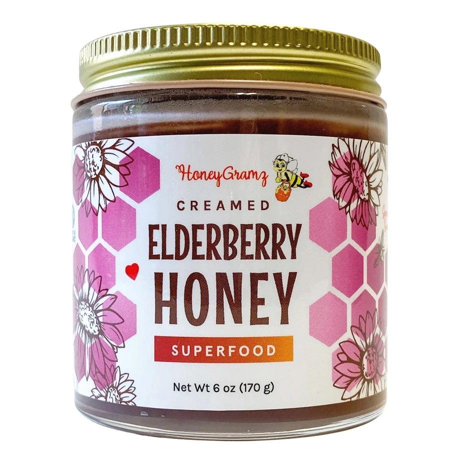 HoneyGramz Elderberry Creamed Honey 6oz Jar 3 HoneyGramz Elderberry Creamed Honey 6oz Jar