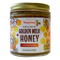 HoneyGramz Golden Milk Creamed Honey 6oz Jar