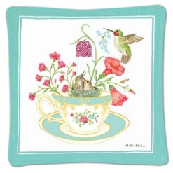 Spiced Mug Mats -Simpson & Vail Store SMM Blue Flowers TeaCup Bird