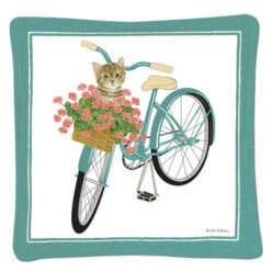 Spiced Mug Mats -Simpson & Vail Store SMM Cat in a Bicycle Basket