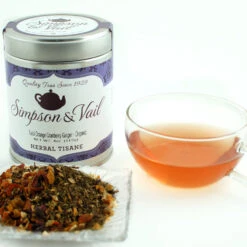 Tulsi Orange Cranberry Ginger Organic Herbal Tisane - WS 7 Tulsi Orange Cranberry Ginger Organic Herbal Tisane - WS -Simpson & Vail Store TulsiOCGTin 6409e02c 432a 4aa5 987a 9957781e916b