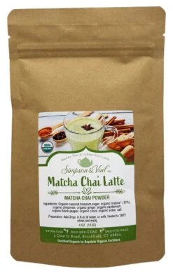 Matcha Chai Latte - Organic - Green Milk Chai Powder, 4oz Pkg